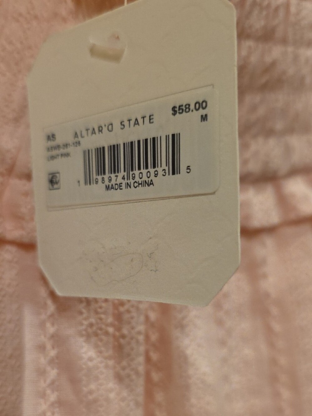 Altar'd State Clarke Lace Trim Shorts in light pink. - Picture 5 of 5